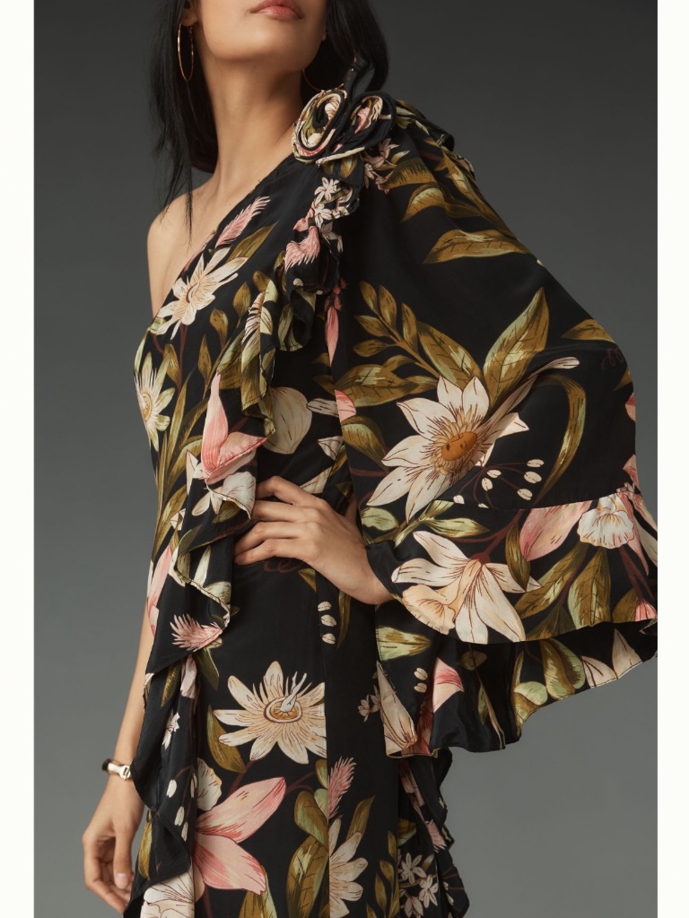 Farm Rio One-shoulder Ruffle-hem dress - Picture 4 of 7